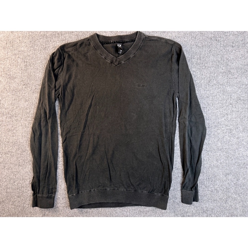 Oakley Mens Medium Black‎ V-Neck Sweater Slim Fit Faded Distressed Streetwear M